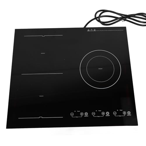 Smandy Coloque en la Estufa Eléctrica, la Cocina de Vidrio de Cerámica de 3 Zonas con 9 Niveles de Potencia para Múltiples Métodos de Cocción Simultáneamente (220V)