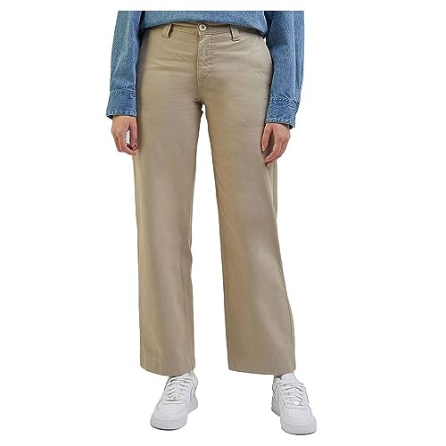 Lee Pantalones Chinos Rectos para Mujer, Beige, 25W / 33L