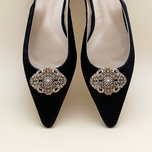 Ruihfas 2 Pcs Decorative Vingate Retro Shoe Clips Rhinestone for Women Pumps Flats Shoes2