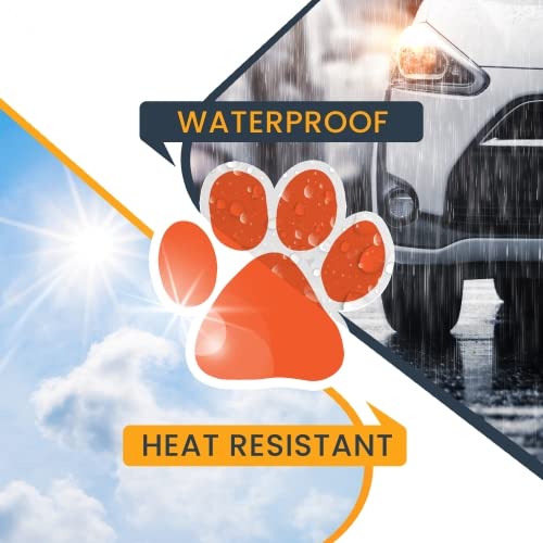 Image of Orange Pawprint Car Magnet 5 Inch, Dog Lover Gift | Heavy duty magnetic decal for car, truck, SUV or fridge, full color UV printed