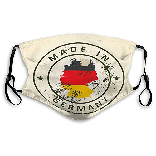 Preisvergleich Produktbild NA Gesichtsmundschal, staubdichter Atemstempel mit Karte Flagge Deutschlands Sicherheitsschal Hübscher Mundnasenschal für Bus,20x15cm