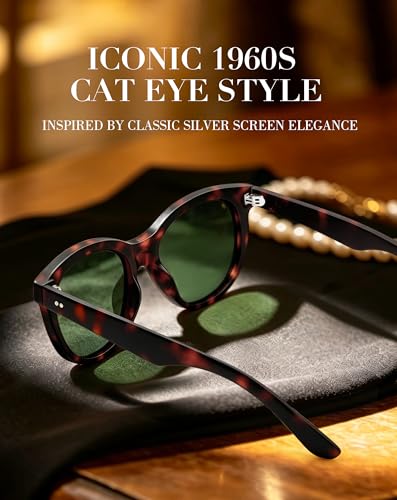 Image of Joopin Oversized Cat Eye Sunglasses Polarized UV Protection Retro Round Sun Glasses Shades for Women Driving Beach Vacation