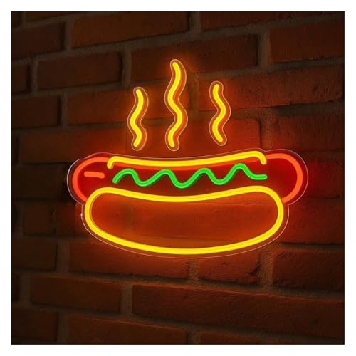 MINGYTN Decoración Lámparas Letrero De Neón De Perritos Calientes, Luz Regulable Para Negocios, Comida Rápida, Tienda, Restaurante, Hotel, Bar, Club, Decoración, Lámpara USB 38cm
