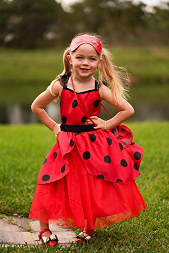 Reliparty Ladybug Dress For Girls With Mask And Bag Costume For Kids Dress Up Costume Birthday Halloween Christmas,6-7/130 #TOP6