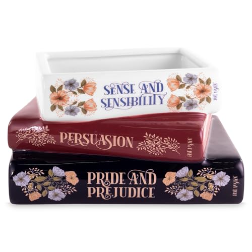 Steel Mill & Co Original Small Book-Shaped Decorative Planter, Ceramic Planter for Home Decor, Cute Bookshelf Decor, Unique Planter for Book Lovers, Classic Titles, Jane Austen