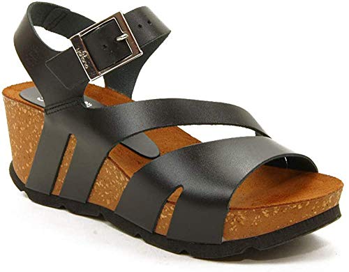 YOKONO Bari Vaquetilla, Sandalias con Plataforma para Mujer, Negro (Negro 004), 36...