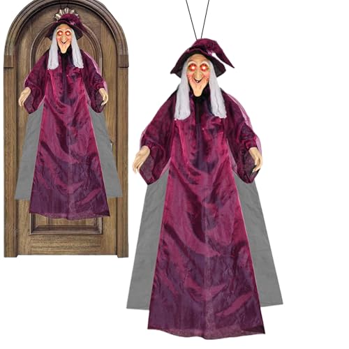 Generico di Halloween - Figura Colgante con Ojos Luminosos y Efectos sonoros, para Interior y Exterior, casa, jardín o, Sonidos aterradores, decoración para jardín, 41,73 x 25,98 x 70 Pulgadas