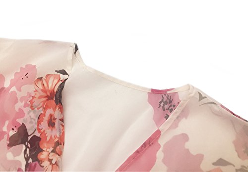 Image of FINOCEANS Womens Floral Chiffon Kimono Cardigans Loose Beach Cover Up Half Sleeve Tops