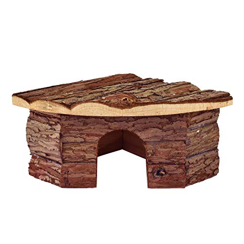 OMEM Wood House Hamster, Beautiful House. Easy to Clean, Suitable for Squirrels, Suction Cup Bracket, Natural Life Tunnel System, Small Animal House (Small=22X10X15)