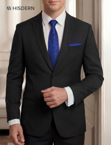 Image of HISDERN Extra Long Ties for Men Classic Floral Tie and Pocket Square Elegant Silk Necktie Handkerchief Set Wedding Party