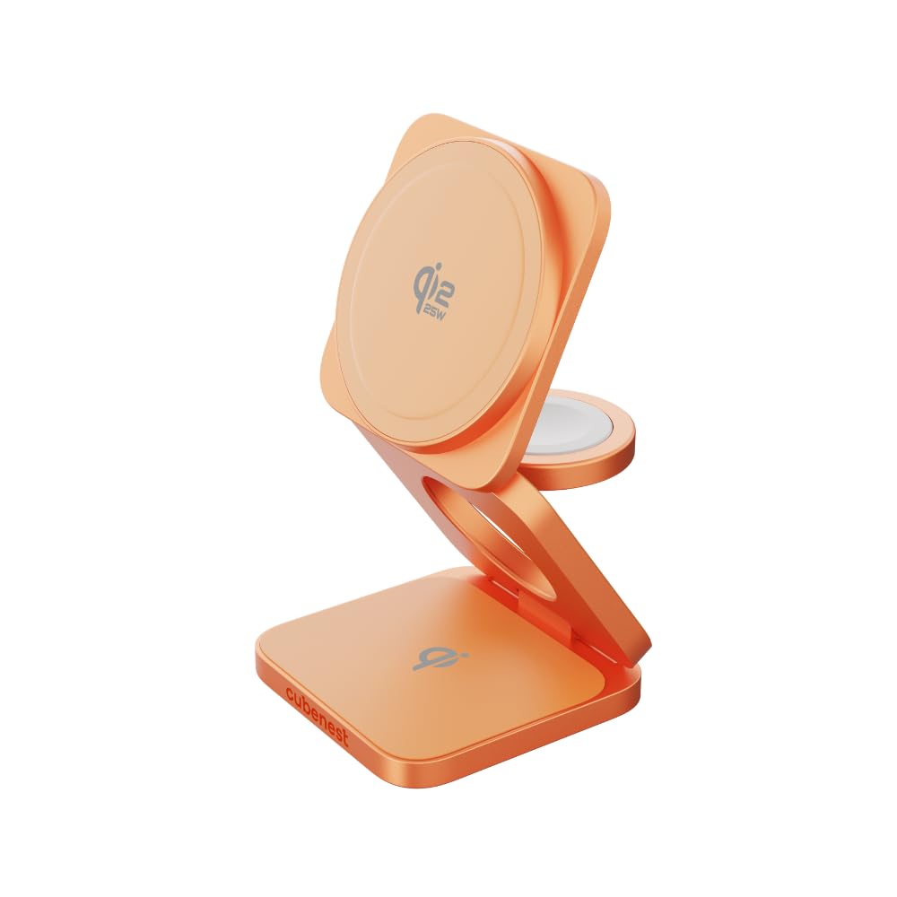 Cubenest SQ312 Ultra Qi2.2 Station de charge sans fil 3 en 1 Chargeur rapide magnétique 35 W Orange