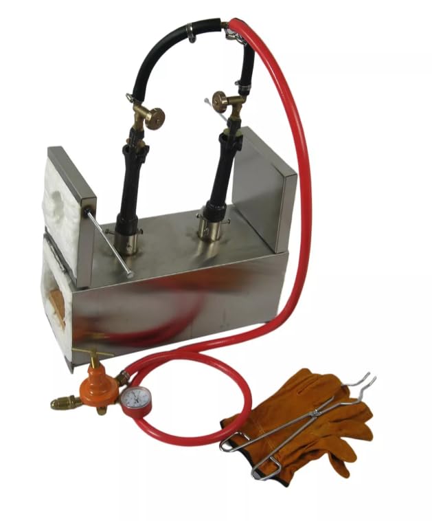 Portable Propane Forge Double Burner with Double Doors for Knife Making, Blacksmithing