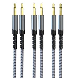 Aux Cable 3 Pack (4ft, Hi-Fi Sound) Aux Cord 3.5mm Audio Cable Nylon Braided Male to Male for Car, Truck, Headphones, External Speaker, Soundbar