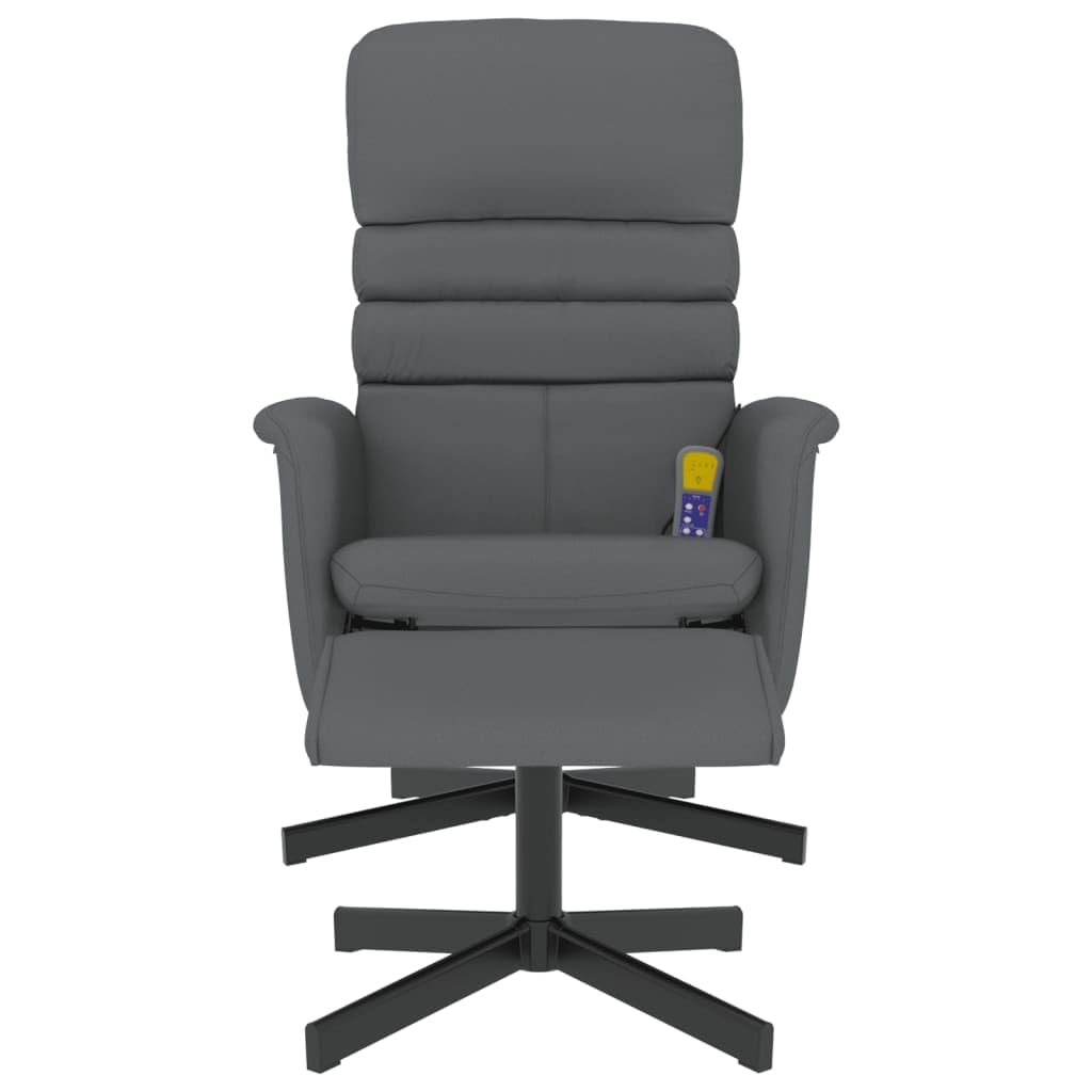vidaXL Massagesessel, Sessel Verstellbare Rückenlehne, Drehbar Fernsehsessel Relaxsessel mit Fußhocker, Liegesessel Polstersessel Ruhesessel, Grau Kunstleder
