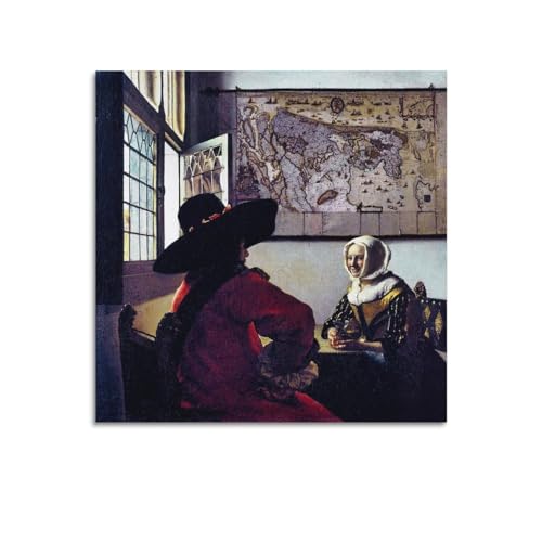 Tableau Johannes Vermeer Officer and Laughing Girl impression haut de gamme
