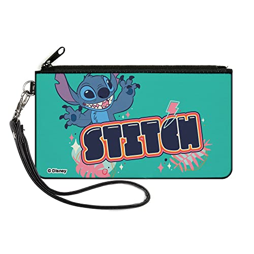 Buckle-Down Carteira Disney, zíper embreagem, Lilo e Stitch Stitch Claws Out Pose Out Pose e Title Blue, lona, Azul, 8' x 5', Casual