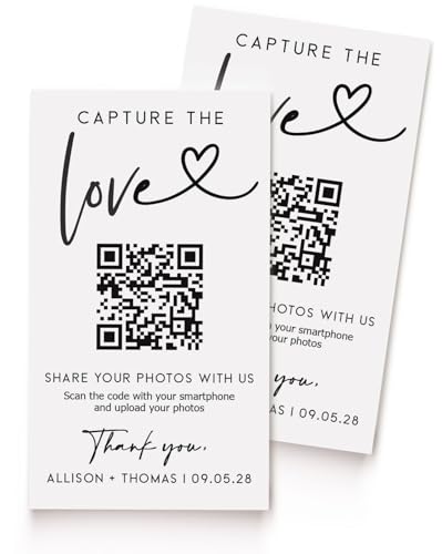 Wedding Capture The Love QR Code Card, Wedding Photo Card, Social Media Online, Wedding Website,...