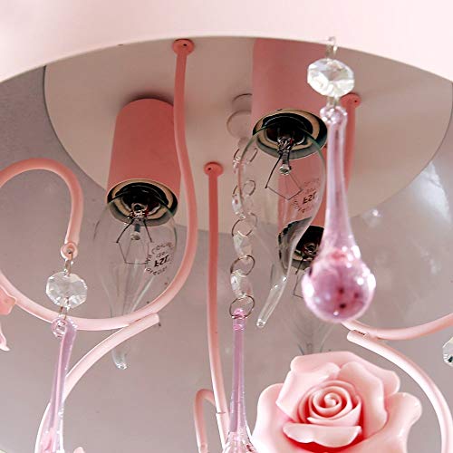 Chandelier rose en céramique pour chambre de princesse