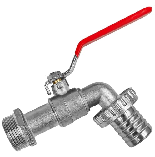 MegaHaustechnik Kugelauslaufhahn mit 1 Zoll Außengewinde AG Wandanschluß aus Zink mit Schlauchtülle Außendurchmesser 28mm für 1 1/4 Zoll Wasserschlauch Kugelhahn Wasserhahn Ventil