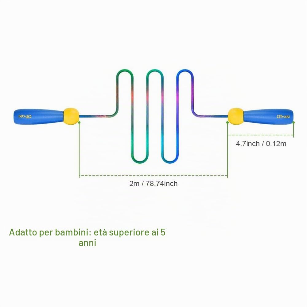 OTraki 2 Pezzi Corda per Saltare Regolabile 2.5M Salto Corda in Cotone con Manico in Legno Skipping Rope per Ragazzo Ragazza Fitness Allenamento Esercizio