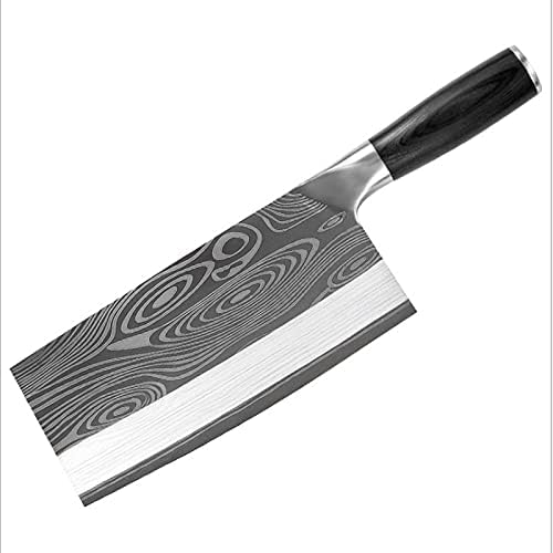 Meat Cleaver Knife, 4Cr13mov Chef Knife 8 inch Chinese Kitchen Knives Meat Fish Vegetables Slicing Knife Super Sharp Blade Rosewood Cleaver (Size : B)