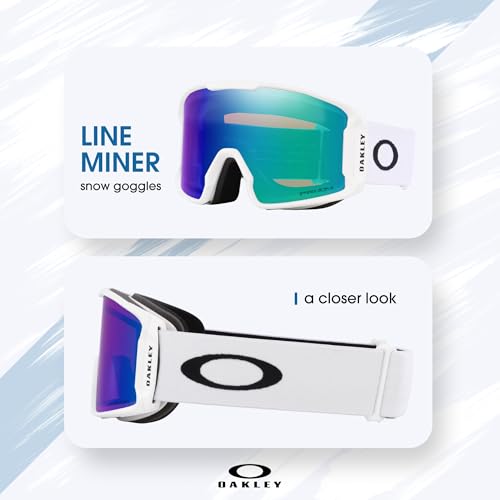 Image of Oakley Line Miner LARGE /MEDIUM Ski Goggles for Men for Women | In Matte Black, FP Black & Navy W Prizm Sapphire. Bonus kit: cleaning spray, cloth, screwdriver & mirror.