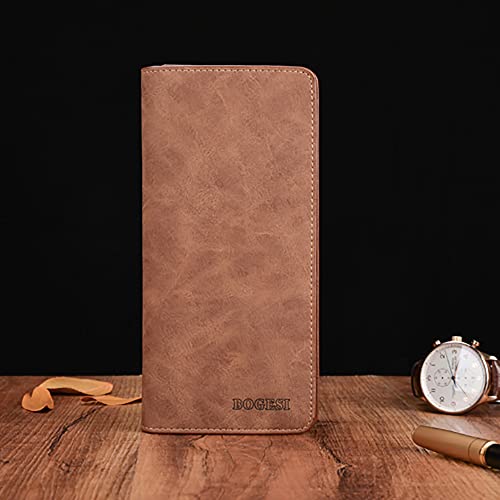 Men's Bifold Leather Breast Pocket Card Holder Purse Suit Long Wallet Checkbook3