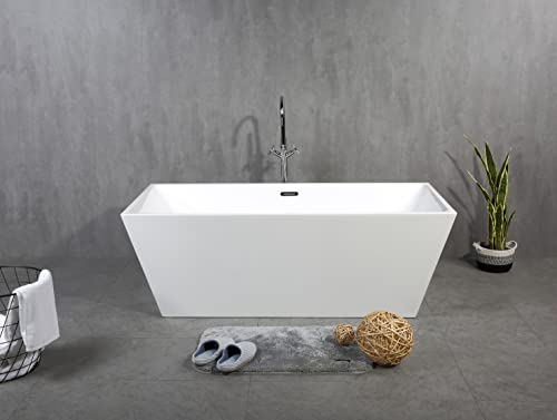 66 In. Acrylic Flatbottom Freestanding Soaking Bathtub In Glossy White #TOP2
