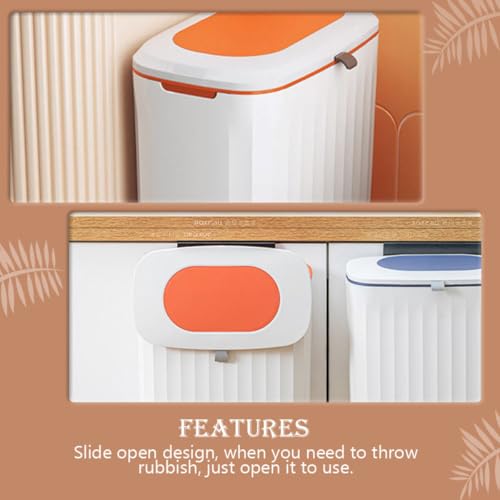 Caneca de basura colgante para cocina con tapa 8L naranja miniatura 3