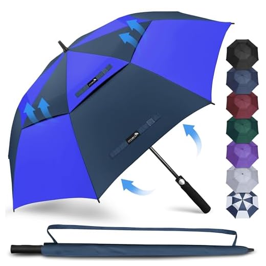 ZOMAKE Golf Umbrella Windproof and Rainproof 68in, Large Umbrella Windproof Strong, Big Golfing Brolly Unbreakable Double Canopy for Men Women (Dark/Blue Mismatch)