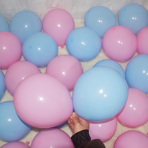 Image of 200 Pcs Pink and Blue Balloons 5 Inch Macaron Pastel Blue Pink Latex Small Balloon Garland Arch Kit for Baby Shower Birthday Bridal Shower Wedding Anniversary Gender Reveal Party Decorations
