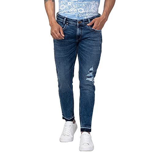 Image of Spykar Men's Kano Slim Fit Mid-Rise Jeans (Ankle Length)