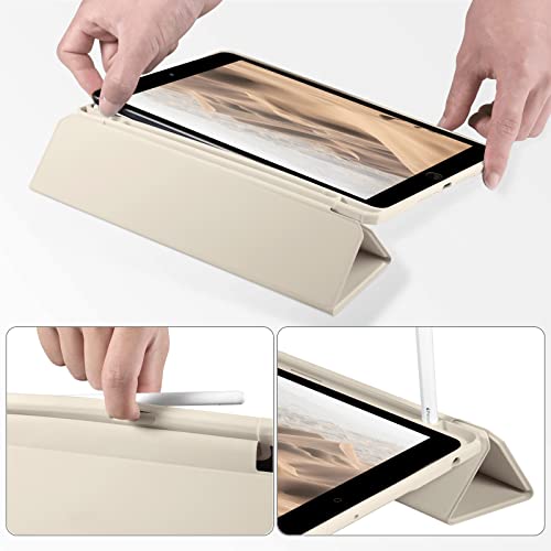 Maledan 対応iPad 9世代 ケース 2021 第8/第7世代 カバー 2020/2019対応 クリア 透明 アクリル ペンホルダー付き スタンドケース 軽量 薄型 裏全透明 三つ折りスマート オートスリープ機能 10.2インチ