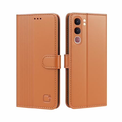 Image of AIBEX Shock Proof Flip Compatible for Vivo Y31 5G Flip Cover Leather Finish | Inside TPU with Card Pockets | Wallet Stand | Complete Protection Flip Case - Brown