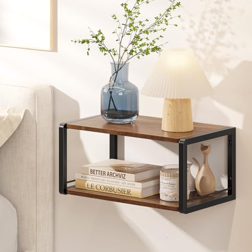 Floating Nightstand, Wood Bedside Shelf Wall Mounted Nightstand w...