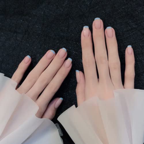 24 uñas postizas cortas acrílicas de colores, uñas postizas de cobertura completa con pegamento para uñas, pestañas adhesivas, lima de uñas para mujeres y niñas (style4) Cover