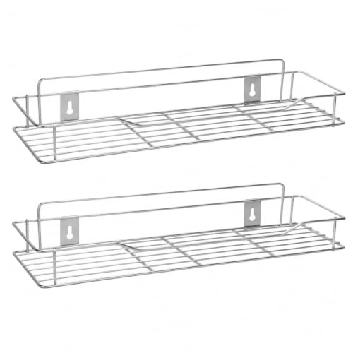 Image of TechSrmaji Stainless Steel Wall Mount Shelf for Kitchen and Bathroom, Heavy Duty Storage Rack, Rustproof, 54x15x5.5 cm, Pack of 2