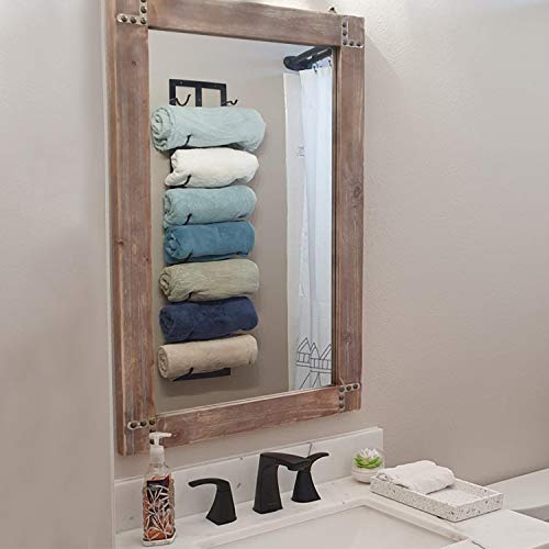 Womio Rustic Bathroom Mirrors for Wall,24" x 36" Wood Frame Hanging