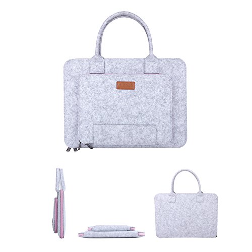 Ropch Funda para Ordenadores Portátiles 11 11,6 Pulgadas Fundas Blandas de Fieltro para Portátiles y Netbooks (Gris & Rosa)