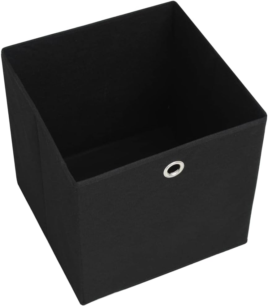 vidaXL Black Non-woven Fabric Storage Boxes, 12.6"x12.6"x12.6" Dimension, Pack of 4, Foldable Design with Metal Eyelet, Multifunctional Organizer