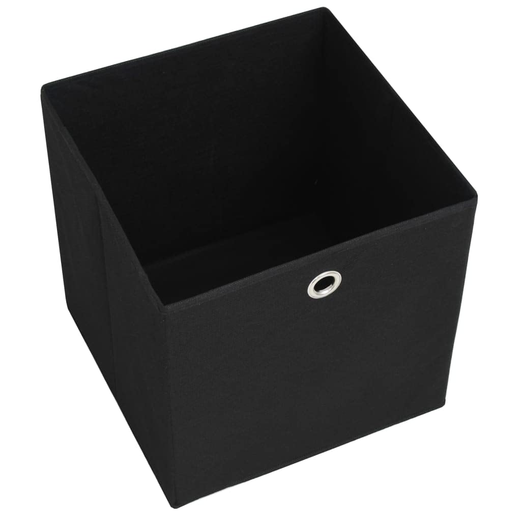 10 Stück Aufbewahrungsboxen aus Vliesstoff, 32 x 32 cm, Schwarz, faltbare Schrankboxen mit Metallöse zum Herausziehen, ideal für Schals, Socken und Unterwäsche
