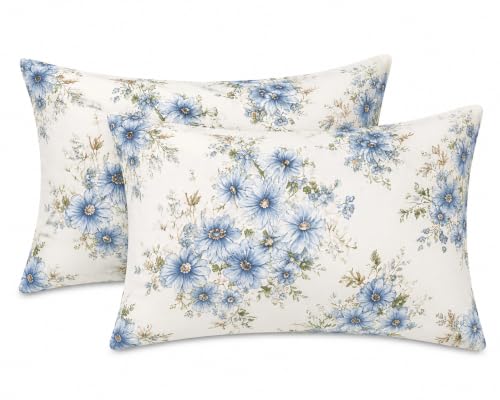 Image of Microfiber Pillow Cover 17x27 Inch (Pack of 2) | Soft & Durable | Ideal for Bed & Sofa Blue Bell Blom