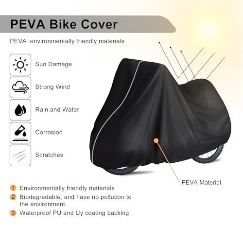 LifMagix 1 Bike Cover Waterproof Outdoor - Bicycle Cover Rain UV Snow Proof with Anti-theft Lock Hole Windproof Buckle Mountain Road Electric Bike Heavy Duty Bikes Black