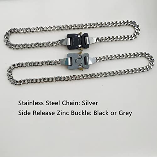 Stainless Steel Chain Men Women Chunky Side Release Buckle and Cuban Chain Necklace 7 mm Width 20 inch Length Necklace(1 Pcs)4