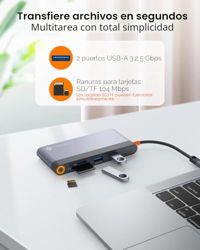 Estación de carga USB C 8 en 1 NOVOO para teletrabajar en casa con orden y limpieza 7