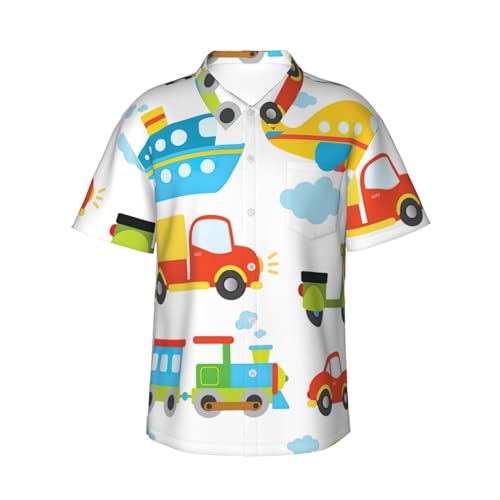 Chemise hawaïenne manches courtes homme imprimé transport pour vacances plage et mariage décontracté