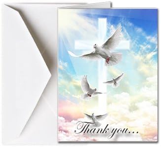 Funeral Memorial Service Thank You Cards with Envelopes (25 Count) FTKC1164 Vuelo de Palomas (Blank - You print your own verse)