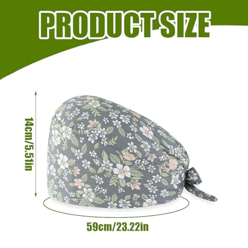 NHQZ 1 Stück OP hauben damen, OP haube stoff, OP haube herren, Schrubben Kappe Bedruckte Hut mit Knopf und Baumwolle Schweißband, B