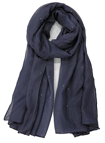 Van Der Rich ® - Echarpe Paillette Foulard Doux - Femme (12-Marine, TU)