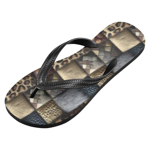 Flip Flop Sandals Leopard Skin Plaid Print for Women Men Beach Outdoor XS2